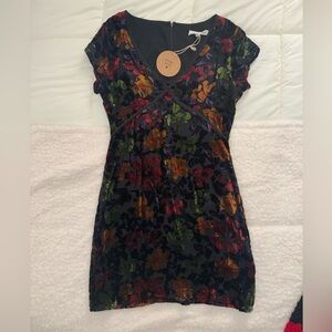 Women’s Vintage Velvet Floral Velvet Dress